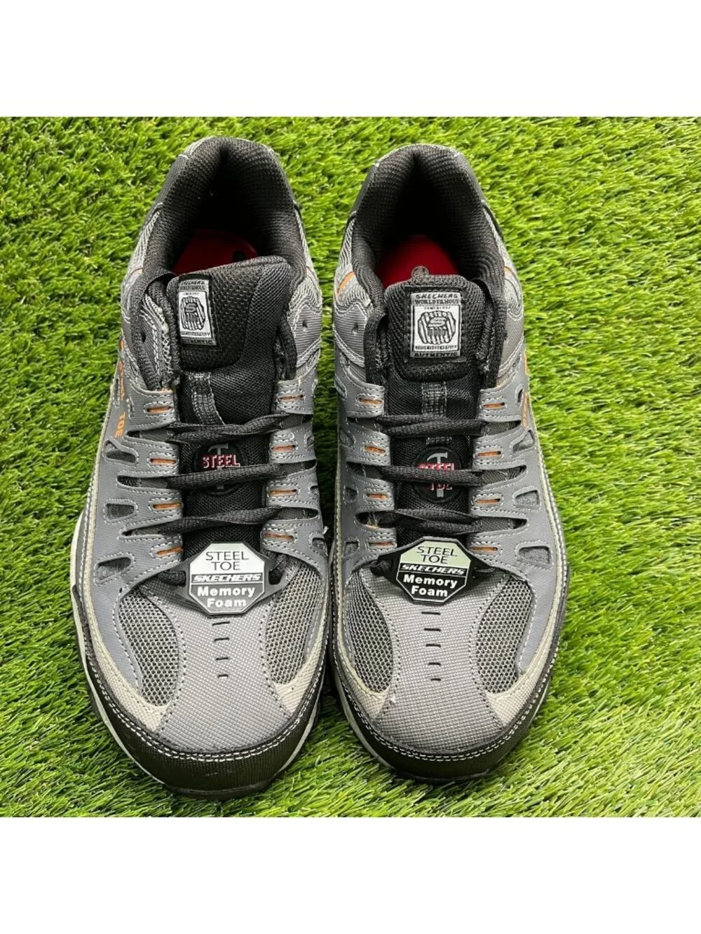 Skechers Cankton Mens Size 11.5 Charcoal Gray Black Steel Toe Safety Work Shoes
